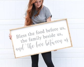 Bless the Food Before Us Sign | Dining Room Sign | Christian Wall Decor | Farmhouse Wall Decor