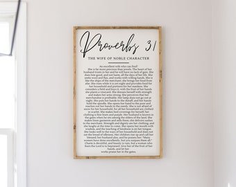 Proverbs 31  Sign | Christian Wall Decor | A wife of Noble Character Sign | Wood Framed Sign