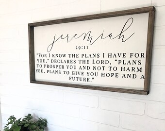 Jeremiah 2911 Verse Sign. Jeremiah Wood Sign. Scripture sign. Christian Decor. Farmhouse decor. Modern farmhouse. Rustic wall decor.