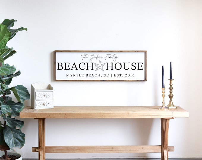 Beach House Sign | Beach House Custom Family Sign | Custom Family Farmhouse Sign | Beach House Wall Decor