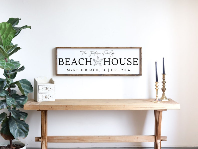 Beach House Sign Beach House Custom Family Sign Custom Family Farmhouse Sign Beach House Wall Decor image 1