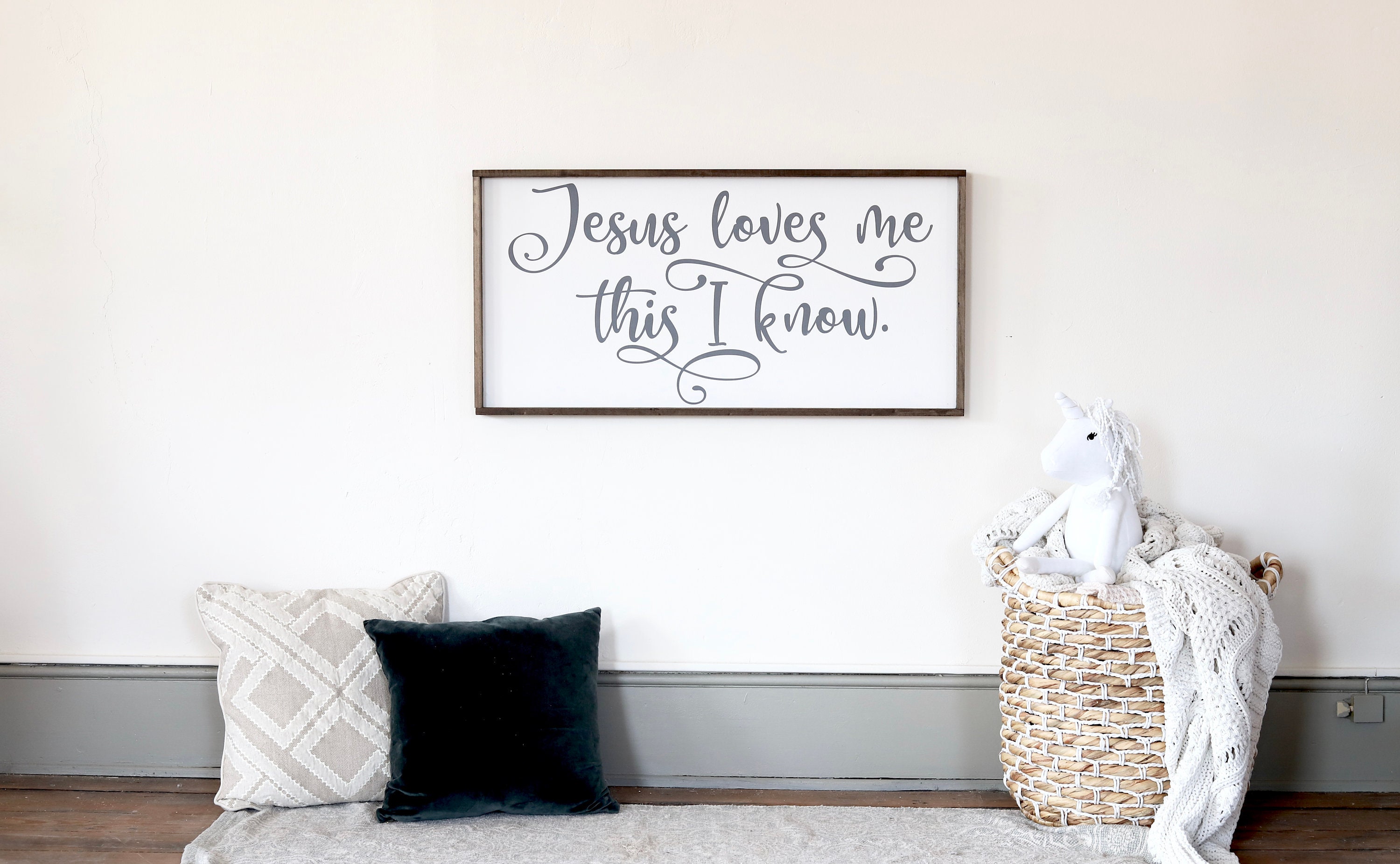 Jesus Loves Me Sign Farmhouse Wall Decor Kids Farmhouse Etsy