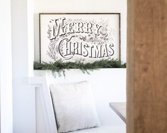 Merry Christmas Wall Decor | Merry Christmas Wall Art | Merry Christmas Vintage Art | Christmas Wall Decor