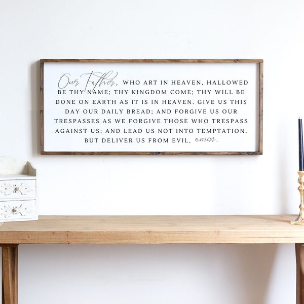 The Lord's Prayer Sign | Christian Quote Sign | Prayer Sign | Modern Farmhouse Scripture Sign