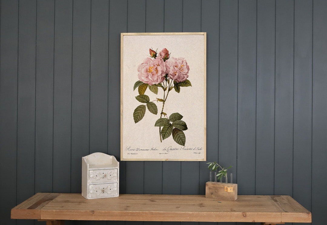 Vintage Rose Wall Art Floral Wall Art Floral Wall Decor Rose