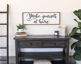 Make Yourself at Home Sign | Guest Room Sign | Framed Wood Sign |  Framed Wall Art