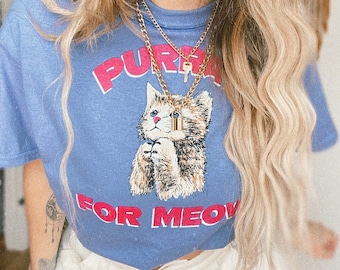 PURRAY FOR MEOW Cat Tee - funny cat shirts for women - cat tshirt - kitty tshirt - oversized tshirt