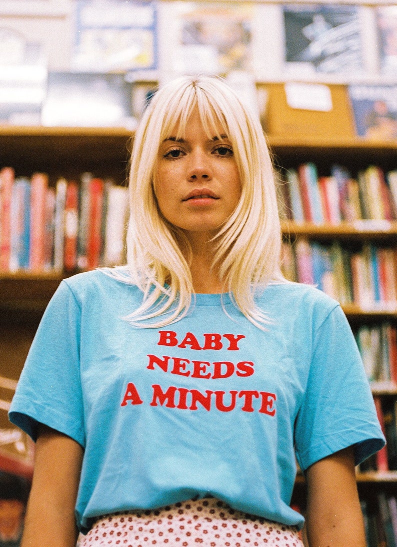 Baby Needs a Minute Top Knot Goods 70s Vintage Inspired Trendy Girls Weekend Boss Babe Comfortable T-shirt image 1