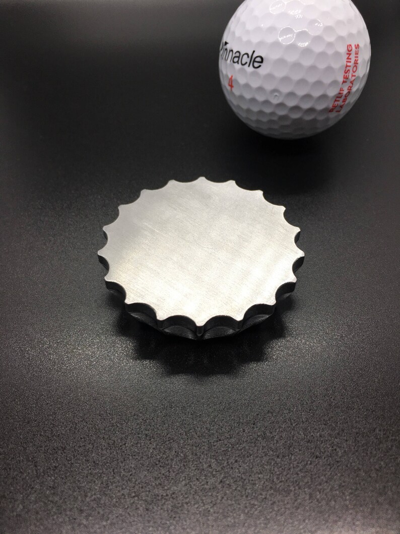 Golf Ball Marker Bottle Cap Engraved Fore Play Machined Aluminum Brushed Finish image 7