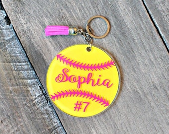 Personalized Softball Keychain: Custom Team Bag Tag, Senior Gift