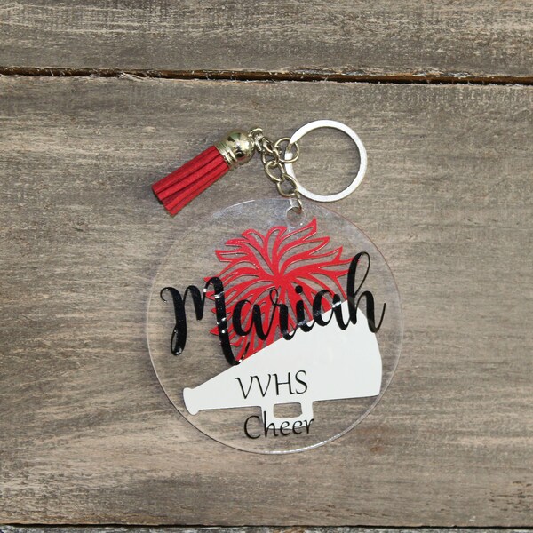 Personalized Cheer Gift - Cheer Key Chain - Cheer Bag Tag - Custom Key Chain - Cheer Team Gift - Senior Gift - Free Shipping