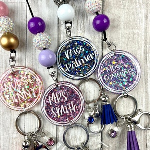 Beaded Teacher Lanyard, Personalized Teacher Lanyard, Personalized Teacher Gift, Badge Holder
