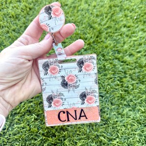 Floral Glitter Badge Buddy: Personalized ID Holder