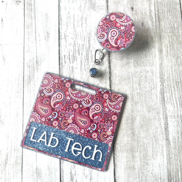 Badge Buddy, Pink Paisley Badge Reel, Glitter Badge Buddy, ID holder, Medical Badge Reel