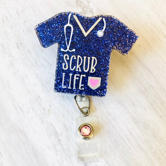 Custom Badge Reel, RN Badge Reel, Scrub Life Badge Reel, Glitter