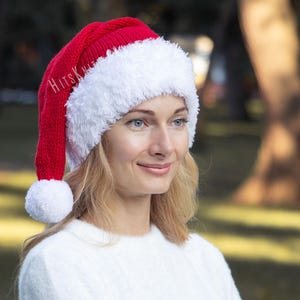 編み物パターン サンタの靴下帽子 PDFパターン メンズ レディース ニット クリスマス ビーニー エルフ 赤い帽子 簡単 初心者向け 即時デジタルダウンロード