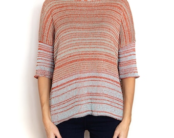 Pattern PDF Knitting Machine Brother KH 260 bulky knit sweater womens chunky pullover short 3/4 sleeves boat neck partial knitting easy fast