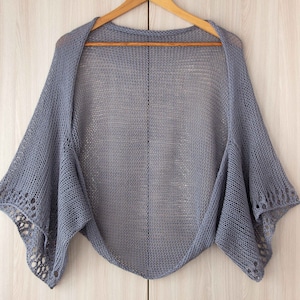 KNITTING PATTERN Summer cotton jacket easy pdf beginner tutorial women lace cardigan knit sheer loose oversize bolero handmade sweater wrap
