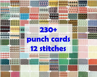 230+ punch cards 12 stitch knitting machine punchcards fairisle fair isle jacquard lace tuck slip PDF pattern 12st Toyota Knitmaster Brother
