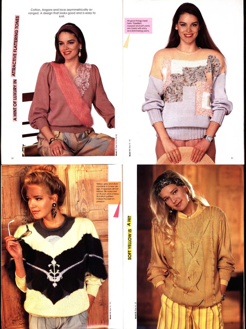 Big womens collection 31 machine knitting patterns knit pullovers standard gauge punchcards/electronic Singer, Brother, Passap, Knitmaster image 6