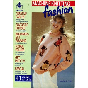 Vintage 80s magazine &quot;Machine Knitting Fashion n2&quot; PDF instant download knit patterns for Brother KnitMaster Silver Reed fail isle intarsia