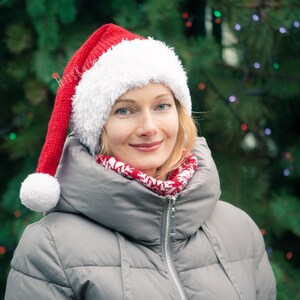 Strickanleitung für eine Weihnachtsmannmütze für Erwachsene (PDF-Anleitung), einfache Strickanleitung für eine rote Weihnachtsmütze, geeignet für Anfänger, sofort strickbar, 3-4-fädig, 5,5 mm Nadelstärke