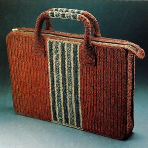 Modèle au crochet pour sac à main 14,5 x 10 pouces avec fermeture à glissière rectangulaire pour ordinateur portable de bureau vintage, porte-documents pour ordinateur portable, tutoriel numérique PDF