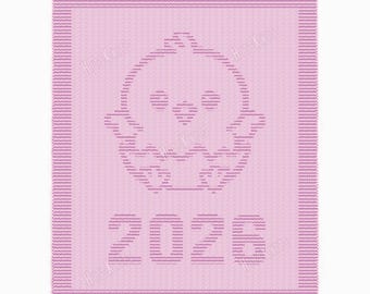 Born in 2026 stroller blanket - Easy Knitting Pattern - Baby Chick Keepsake Blanket - Knit & Purl only - Newborn Baby throw