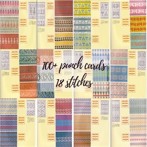 100+ Lochkarten 18-Stich Strickmaschine Lochkarten Knitmaster hk160 Singer mk70 fair isle Fair Isle Jacquard Lace Tuck Slip PDF Muster