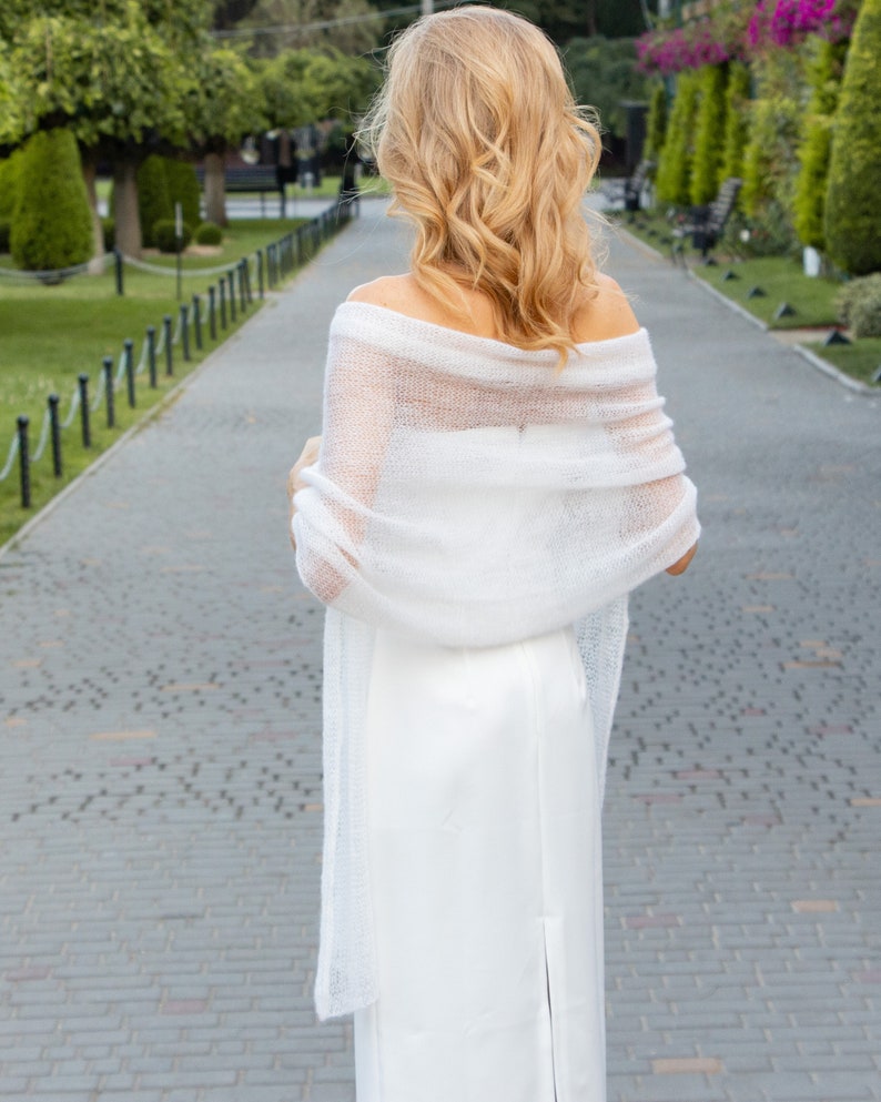 Easy KNITTING PATTERN thin mohair shawl pattern winter wedding scarf pdf pattern hand knit bridal stole pattern bridal wrap digital download zdjęcie 2