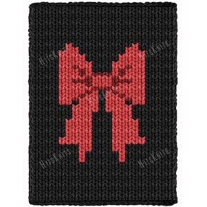 Bow Blanket Finger Knitting Pattern, Chunky Coquette Throw 23 loops x 55 rows Chart, Beginner Jumbo Yarn Graphghan PDF