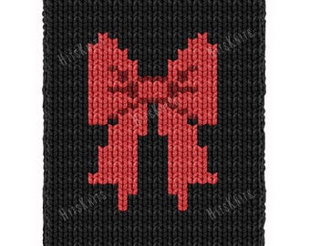Vingerbreipatroon voor een deken met strik, Chunky Coquette plaid (23 lussen x 55 rijen), grafiek voor beginners met jumbo garen (PDF).