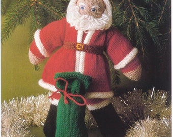 Knitting pattern Knit Christmas Santa Claus doll father christmas 12''/30cm tall tree decoration xmas table decor 90s PDF digital download