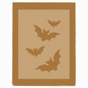 Halloween Flying Bats blanket Knitting Pattern, Knit-Purl only, Kids spooky motif, easy beginner toddler knit throw bedspread lapghan afghan
