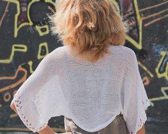 KNITTING PATTERN Summer knit shrug easy pdf pattern tutorial women open cardigan cotton bolero wedding cover up beach coverup bridal jacket