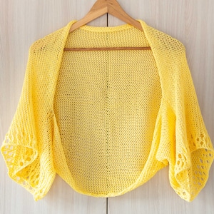KNITTING PATTERN easy knit women wrap pdf tutorial fast open summer cotton shrug beginner wedding lace light loose bolero jacket kimono