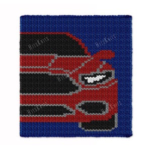 Sport Car Chunky Blanket - Knitting Pattern PDF - Knit Blanket intarsia afghan - colorwork bulky rug - Jumbo 7 yarn super finger throw