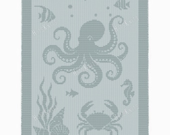 Eenvoudig breipatroon voor een octopusdeken, een plaid met textuur (alleen recht en averecht breien), zonder schema, geschikt voor beginners.