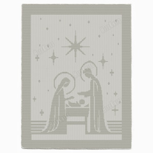 Schema per lavorare a maglia la coperta della Natività - Solo maglia e maglia rovescio - Sacra Famiglia di Maria, Giuseppe e Gesù bambino