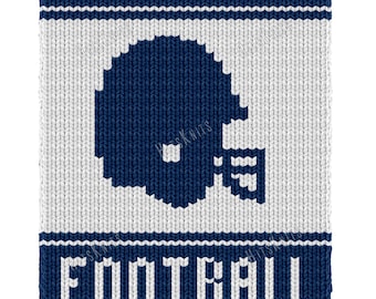 PDF-tutorials voor het breien van een voetbalhelm op een breiraam en strak vingerbreien, patroon voor een grof gebreide deken, grafiekpatroon voor een sportdeken 35x85,