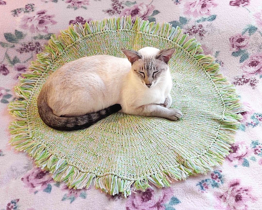 KNITTING PATTERN Knit Round Fringe Rug Home Decor Beginner PDF Etsy