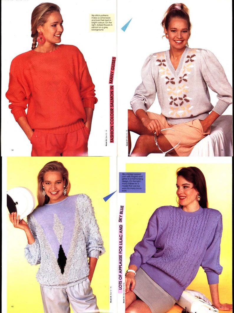 Big womens collection 31 machine knitting patterns knit pullovers standard gauge punchcards/electronic Singer, Brother, Passap, Knitmaster image 8