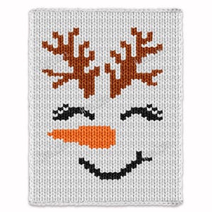 Christmas Reindeer Snowman Chunky Blanket, Knitting Pattern PDF, Knit Kids Blanket Bulky Jumbo 7 yarn, throw afghan newborn baby toddler