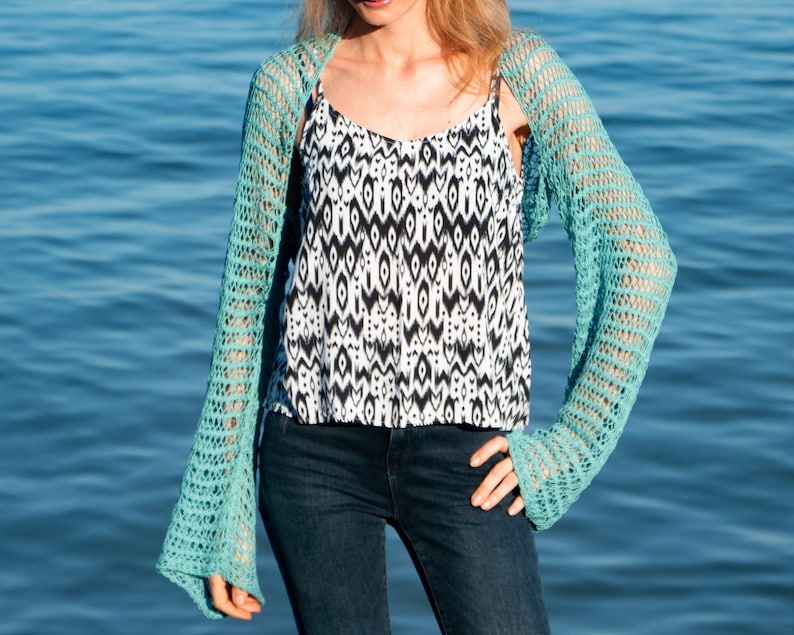 KNITTING PATTERN summer knit shrug PDF pattern Mesh lace ...