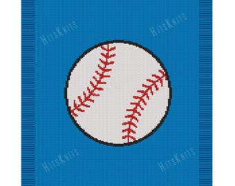 Baseball Blanket Knitting Pattern, Intarsia Colorwork Throw, Bulky Yarn, 40x50 in Cozy Sports Afghan, Easy PDF Download