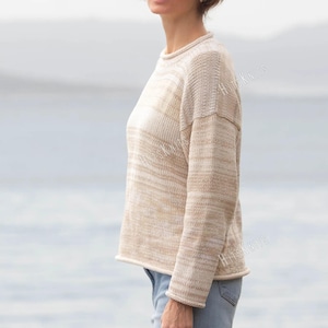 Easy knit womens sweater - PDF knitting pattern - flat bottom up rolled edge neck pullover worsted weight or sport yarn digital download image 4