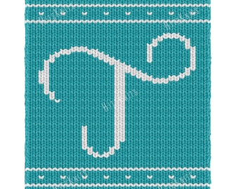 Letter T Finger Knitting Blanket Pattern, Calligraphy Monogram Chart 35 loops x 85 rows, Loom Chunky Initial Throw, Easy PDF
