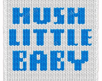 Hush Little Baby Blanket Knitting Pattern, Chunky Jumbo Yarn Finger Knitting, Colorwork Graphghan Chart, Nursery Decor PDF