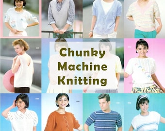 Vintage Magazine "Zippy 90, Knit & Learn Vol.3, Knitmaster" patterns for all chunky knitting machines, bulky yarns, womens mens knitwears