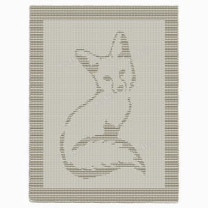 Patrón de tejido de manta de zorro ártico - Lindo afgano de animal nocturno - Manta solo de punto y revés - Fácil para principiantes